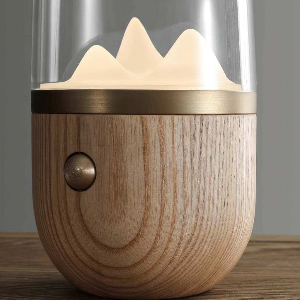 AlpineAura Summit Lamp Glass Dome Wood Base Table Lamp