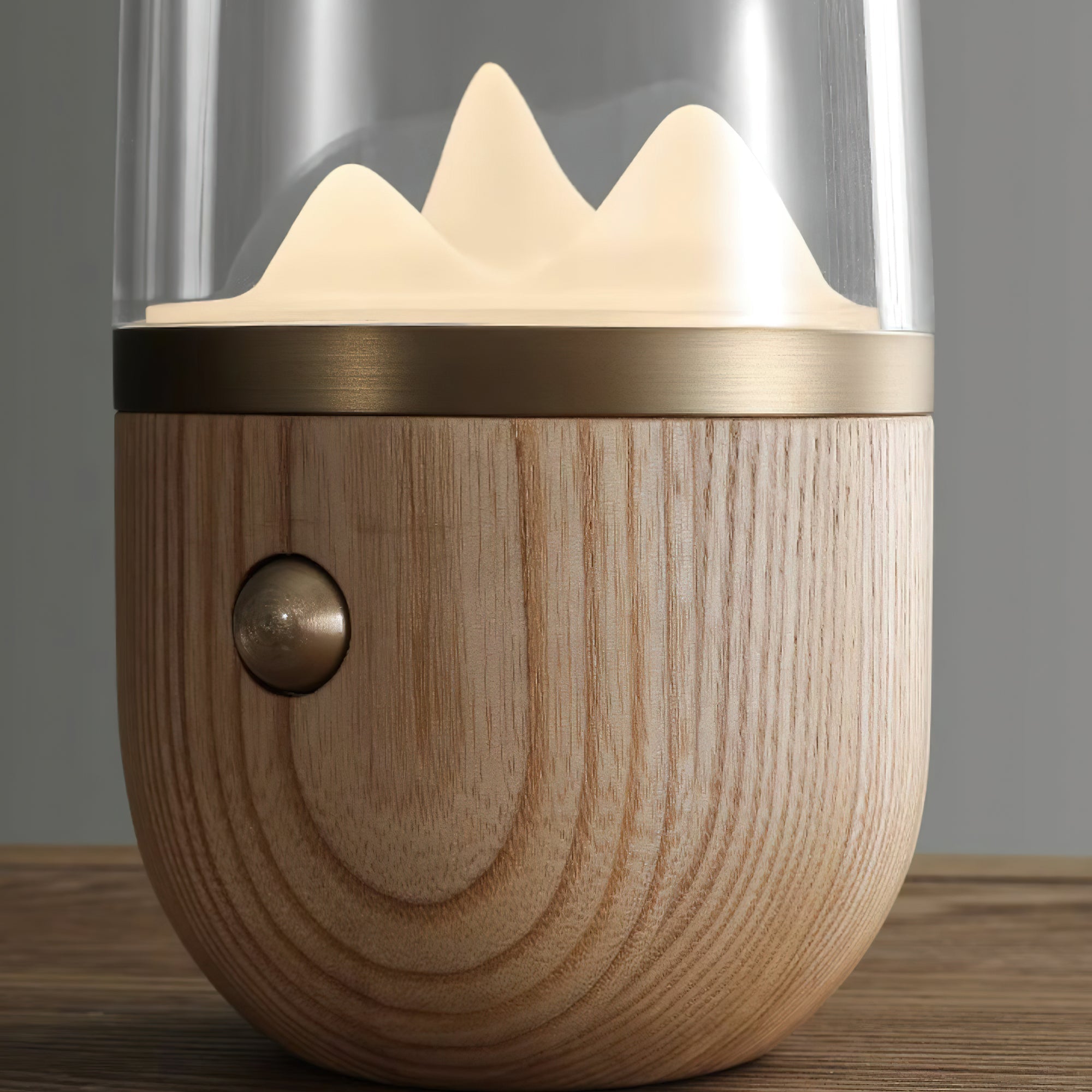 AlpineAura Summit Lamp Glass Dome Wood Base Table Lamp