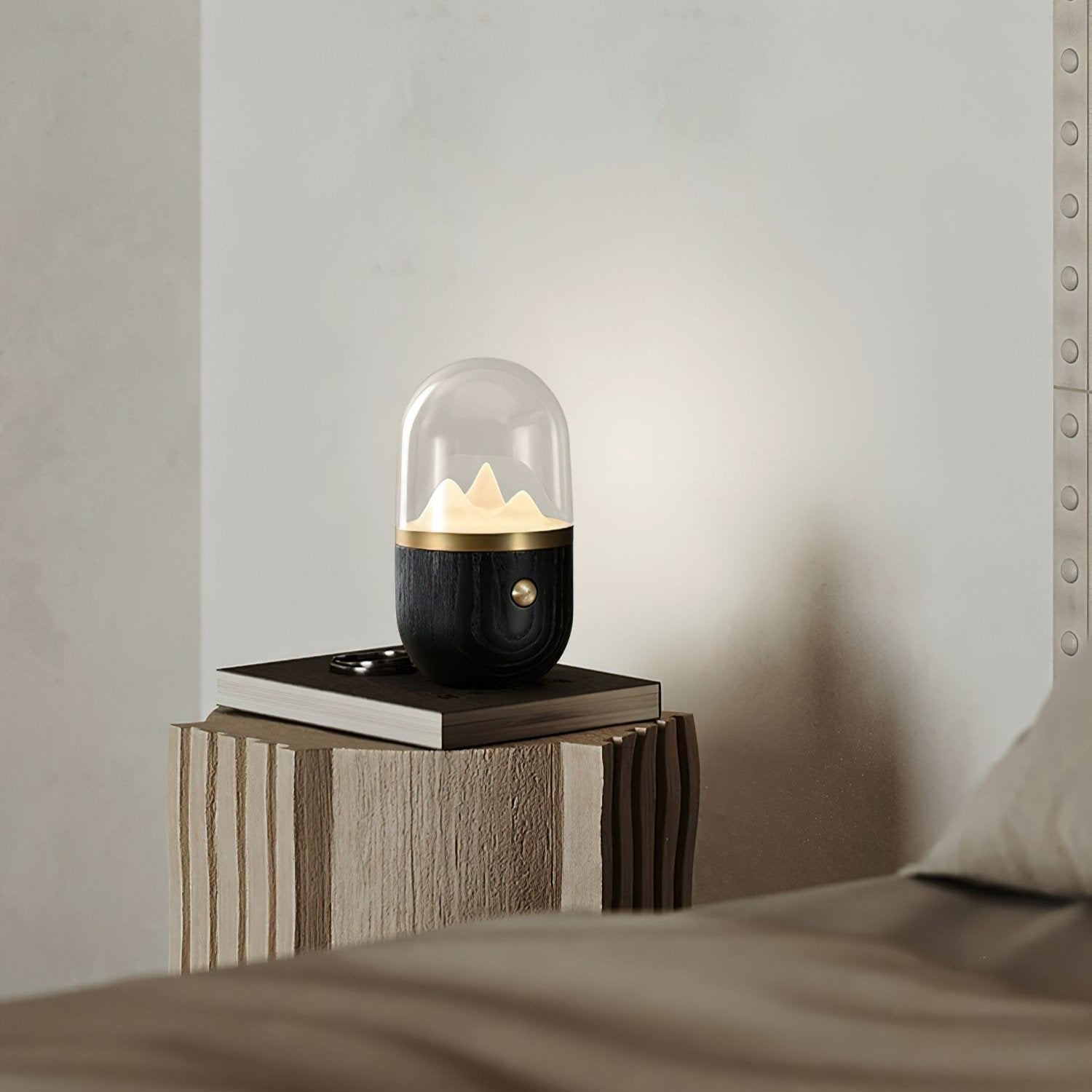 AlpineAura Summit Lamp Glass Dome Wood Base Table Lamp