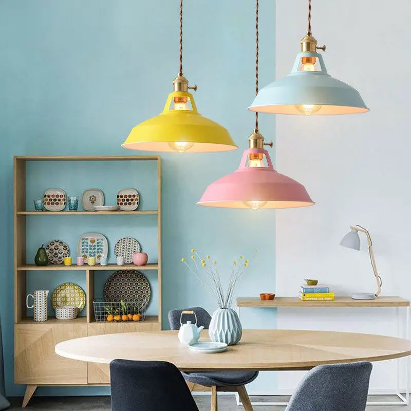 NovaCrest Colorful Retro Pendant Lamp in Seven Vibrant Shades