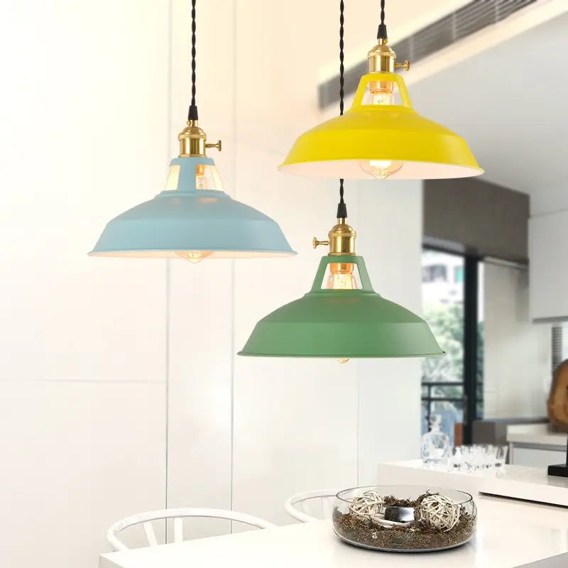 NovaCrest Colorful Retro Pendant Lamp in Seven Vibrant Shades