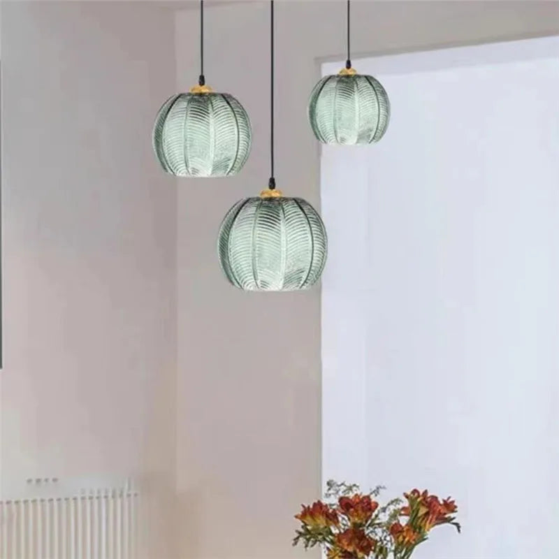 Liora Nordic Glass Pendant Light With Green Leaves