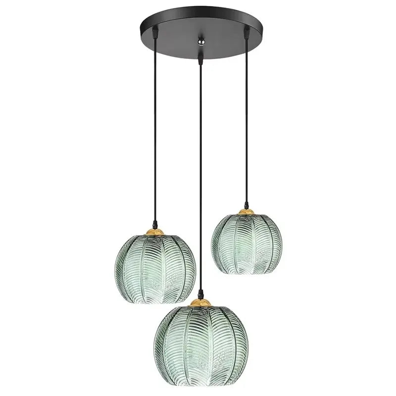 Liora Nordic Glass Pendant Light With Green Leaves