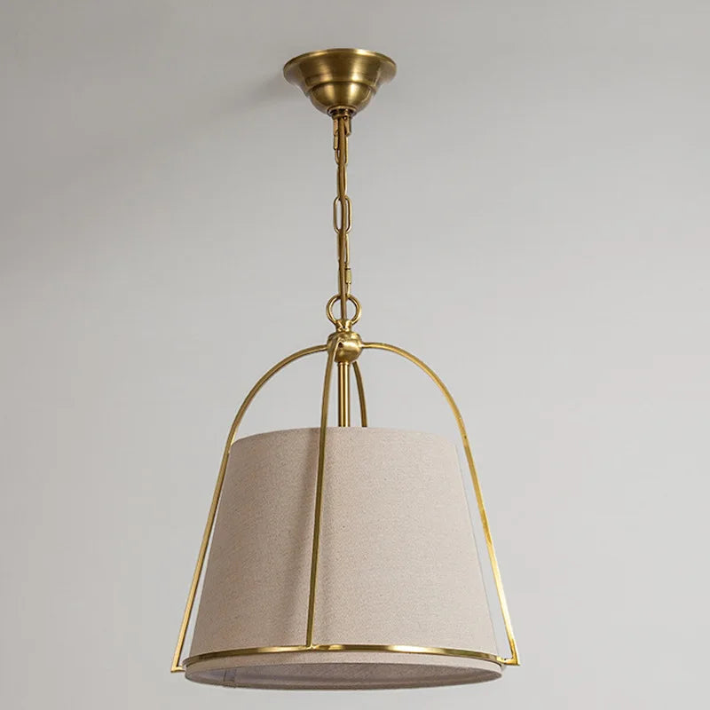 Nexa Contemporary Fabric Pendant Light With Brass Frame