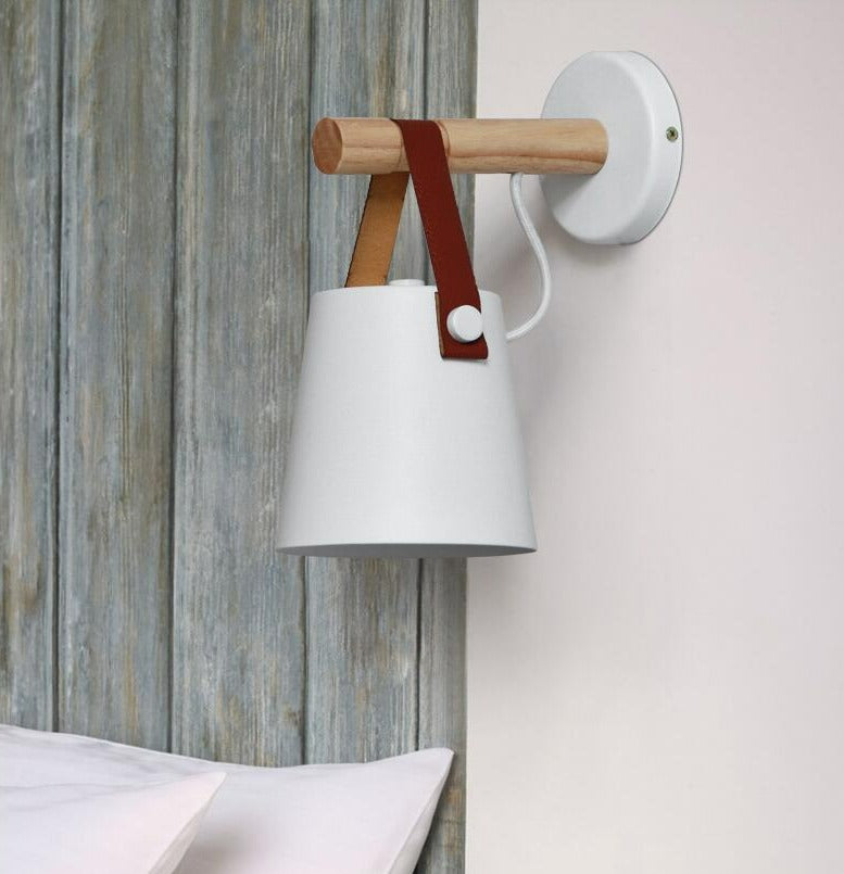 Alderin Nordic Wood Wall Lamp With Solid Iron Shade