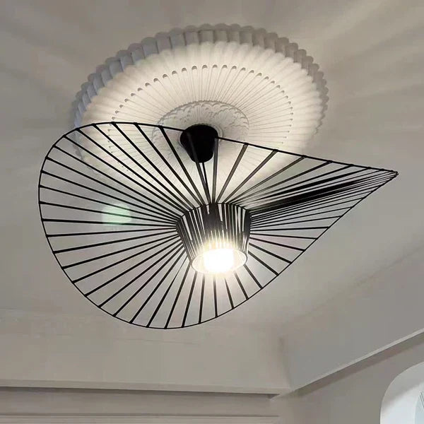 Elora Hat Style LED Pendant Lamp In Black Gold With Warm Glow