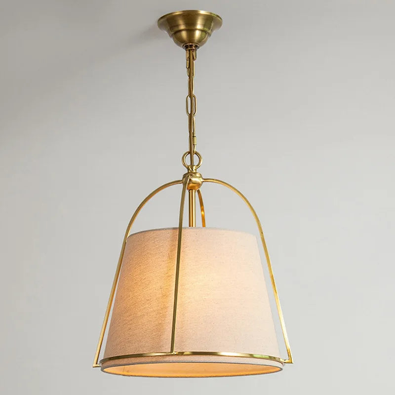 Nexa Contemporary Fabric Pendant Light With Brass Frame