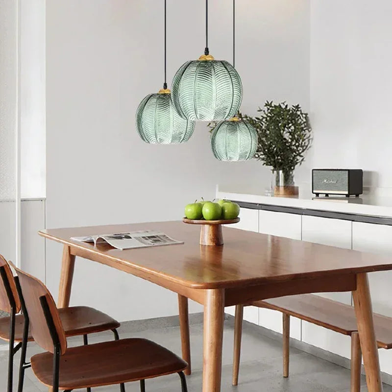 Liora Nordic Glass Pendant Light With Green Leaves