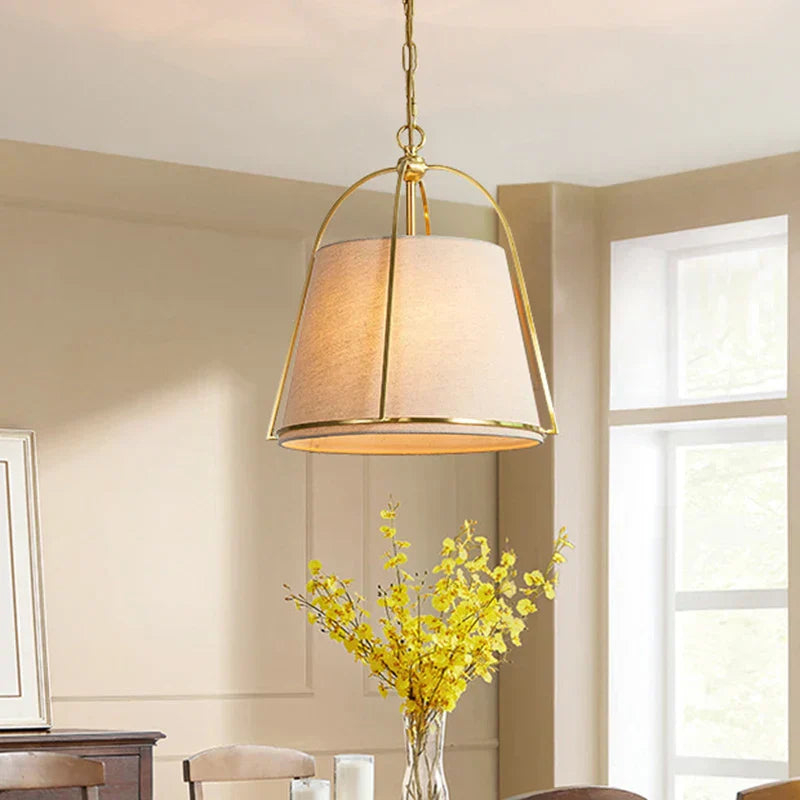 Nexa Contemporary Fabric Pendant Light With Brass Frame