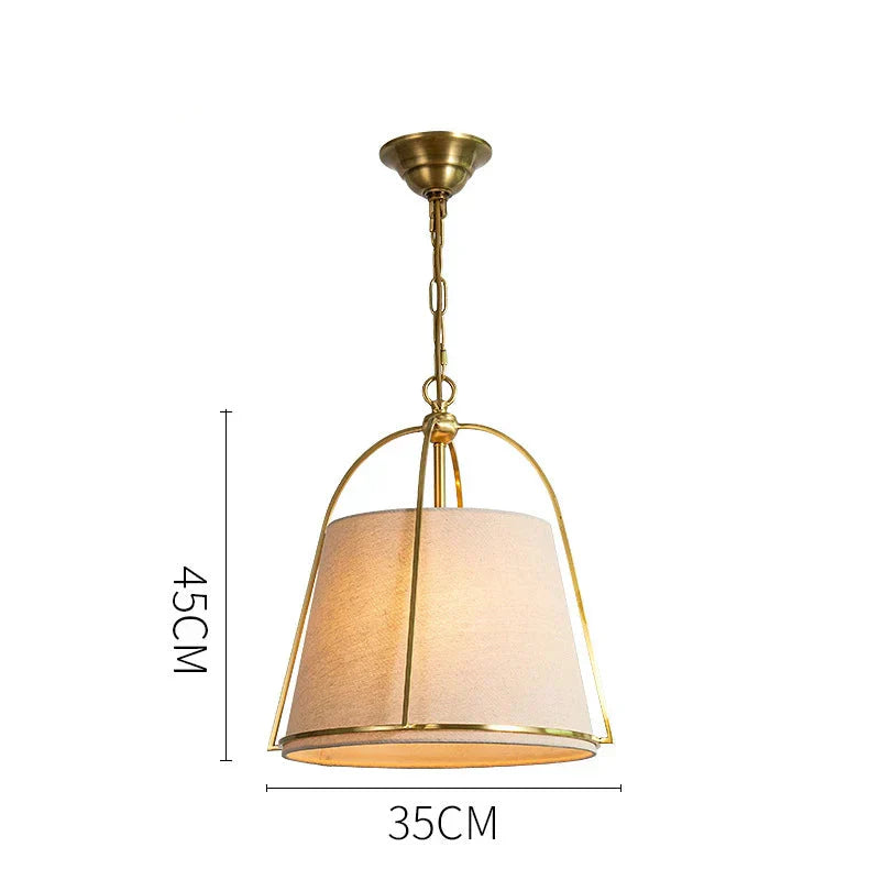 Nexa Contemporary Fabric Pendant Light With Brass Frame