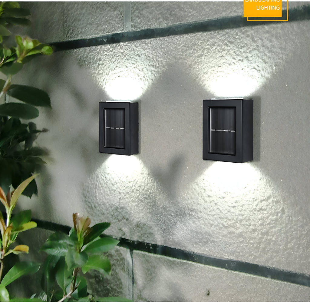 SolaraLux Solar Outdoor LED Wall Light IP65 Waterproof Black