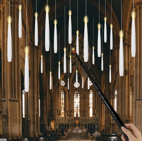 AetherGlow Flameless LED Floating Candles with Wand Hanging