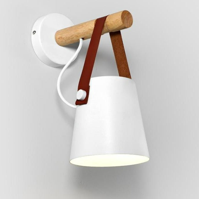 Alderin Nordic Wood Wall Lamp With Solid Iron Shade