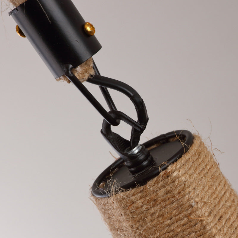 Astrae Rustic Rope Farmhouse Pendant Light With Iron Cage